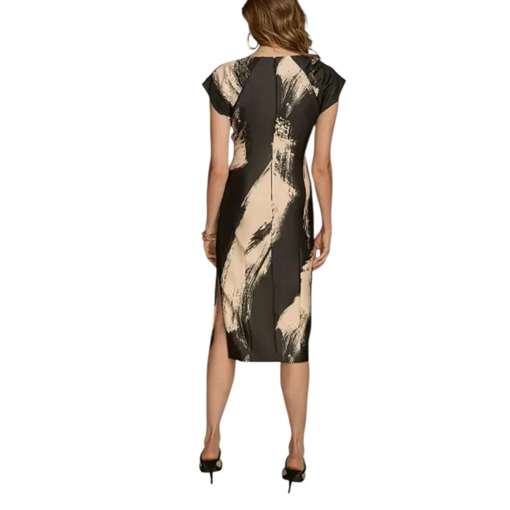 Donna Karen New York Brushstroke Scuba Sheath Dress Size 8 - Picture 3 of 14